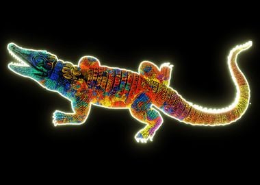 Neon water color Crocodile