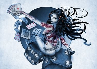 Girl with Dice and Cards