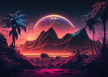 Synthwave Neon Palms