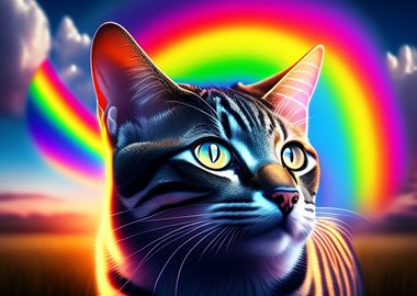 Wild Cat With Rainbow