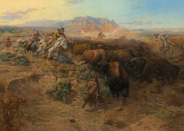 Indians Hunting Bison