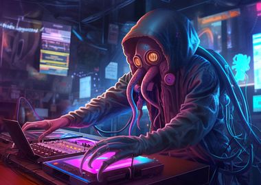 Cyberpunk rapper octopus