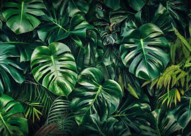 Monstera deliciosa wall