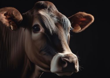 Cow Animal Portrait Dark