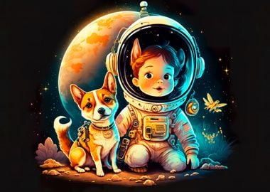 Cute child astronaut 