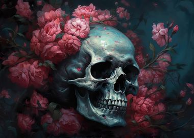 Skull in Roses