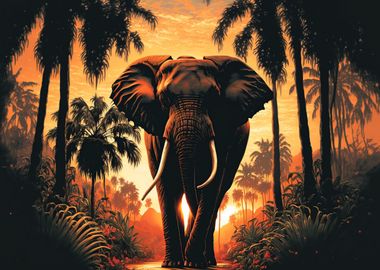 elephant sunset