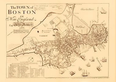 Boston yellow vintage map