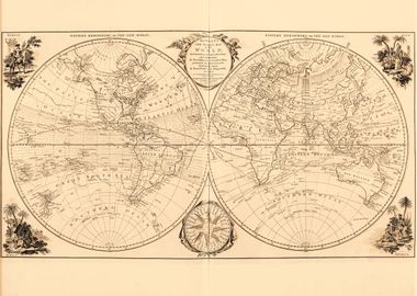 Globe vintage world map 