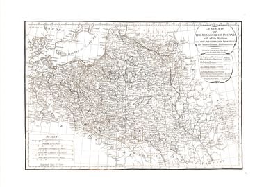 Poland white vintage map