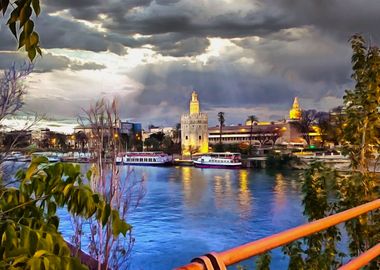 SEVILLE AT NIGHT SPAIN