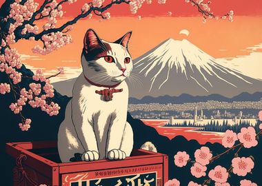 Cat Cherry Blossoms