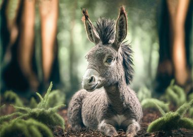 Donkey in a forest