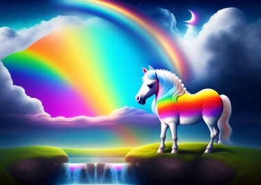 Cute Pony With Rainbow