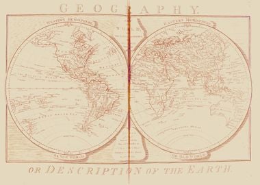 World Map vintage red