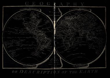 World Map black and gold