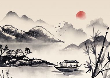 Watercolor chinese style