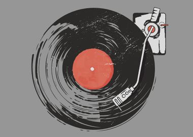 Vinyl record playing music