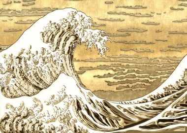 Golden Great wave Kanagawa