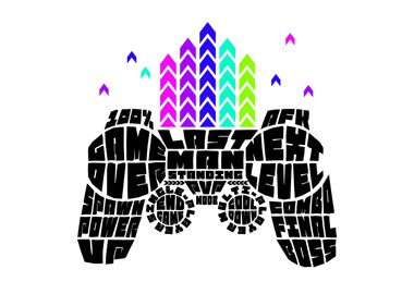 Level Up Gaming Controller' Poster, picture, metal print, paint by  mcmtdesigns