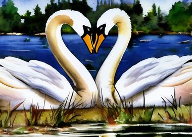 Two beautiful swans 