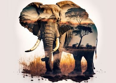 Elephant Sunset Animal