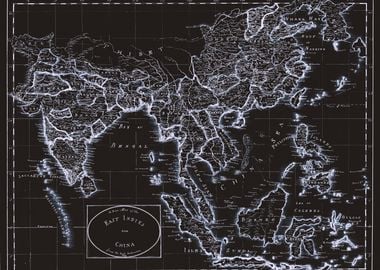 China and India black map