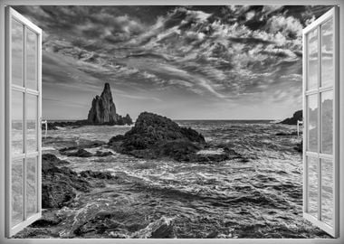 Window view sea landscape