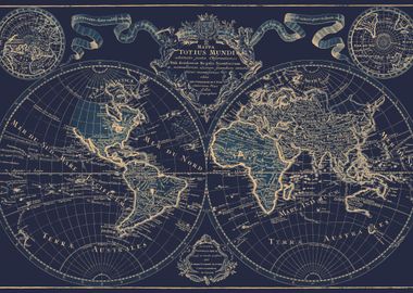 Vintage map of the world