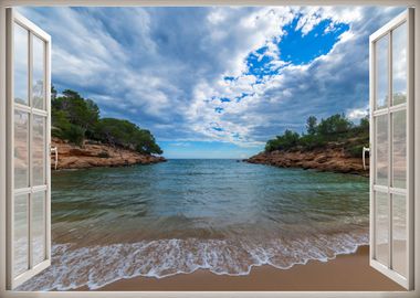 Window view beach calm