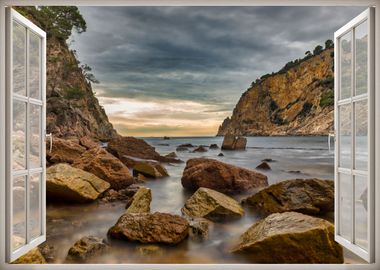 Window view sea landscape