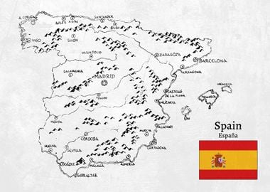 Handdrawn Spain Map