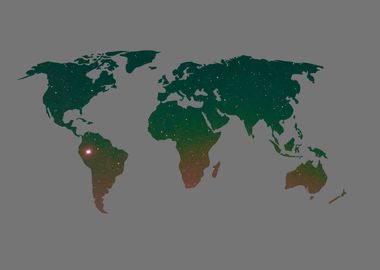 World map green orange