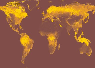 World map yellow red