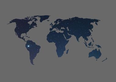 World map blue stars