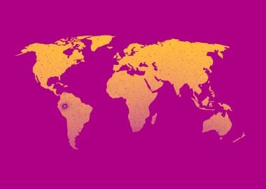 World map yellow purple