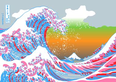 Hokusai wave colorful