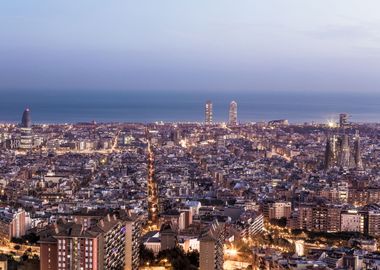 Barcelona Skyline Sunset