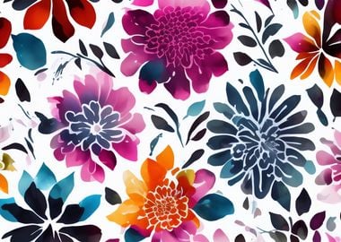 Watercolor flowers pattern