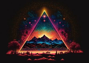 neon triangle art AI