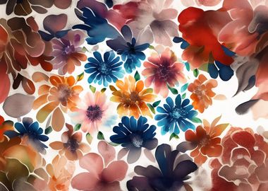 Watercolor flowers pattern