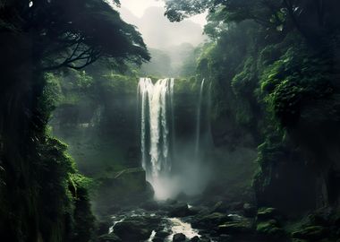 Nature Waterfall in Forest