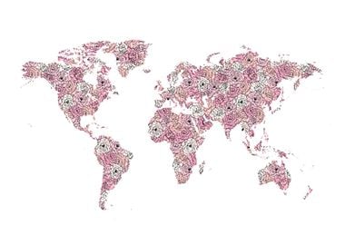 Pink Peony World map