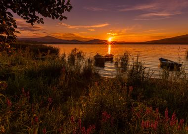 Sunset, summer lake,Poland