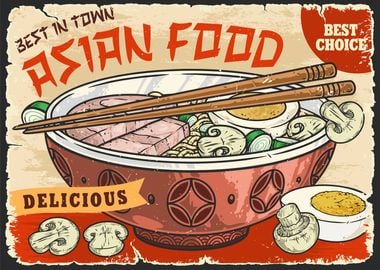 Asian Food Ramen Retro