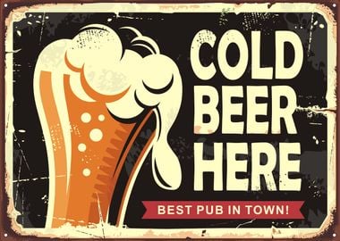 retro Cold beer banner