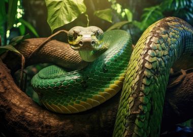 Majestic Snake In Jungle