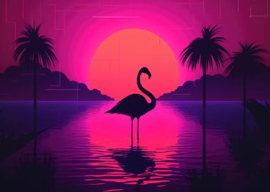 Neon Flamingo retro