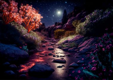 Colorful Forest In Night