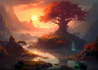 Fantasy Landscape Sunset